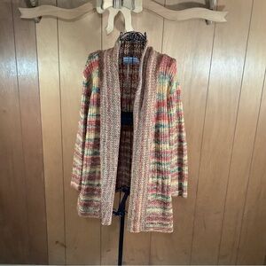 Alfred Dunner Brown Tan Knit Cardigan Sweater